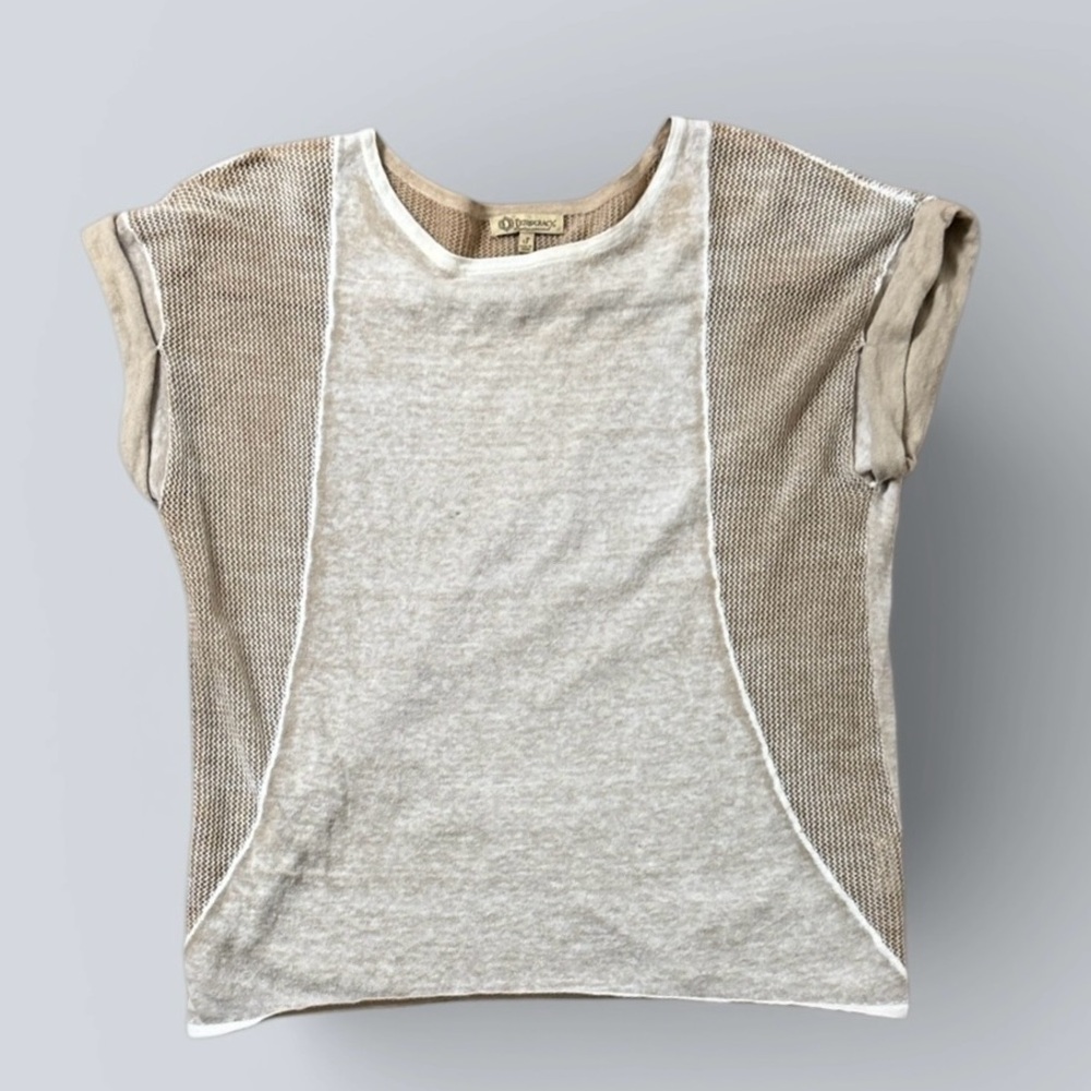 Democracy Neutral Mesh Panel Short Sleeve Top